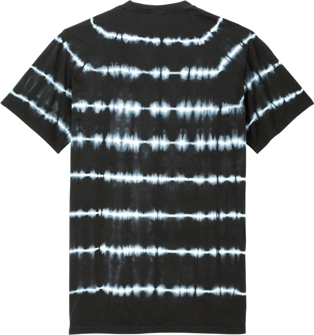Rear View of Blk/White Port & Co Allover Stripe Tie-Dye Tee PC142