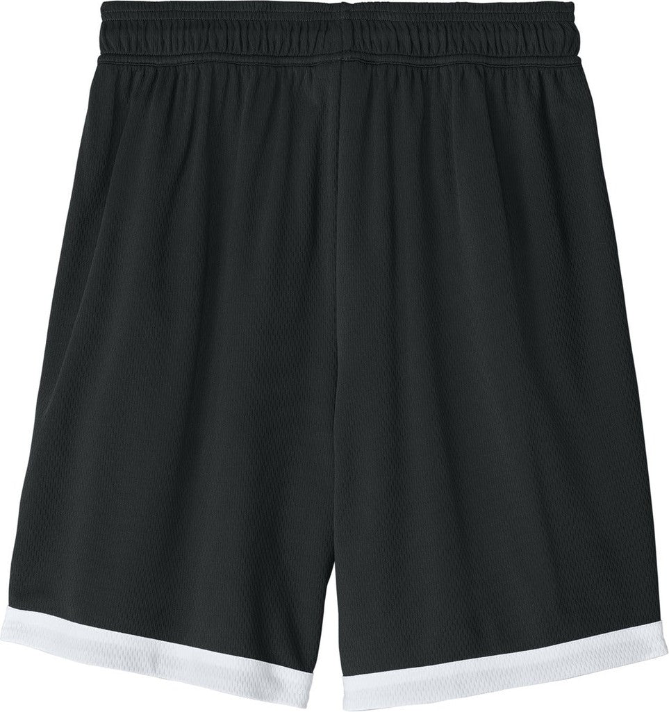 Front View of Blk/White Sport-Tek Rival Basketball 7"Short ST901