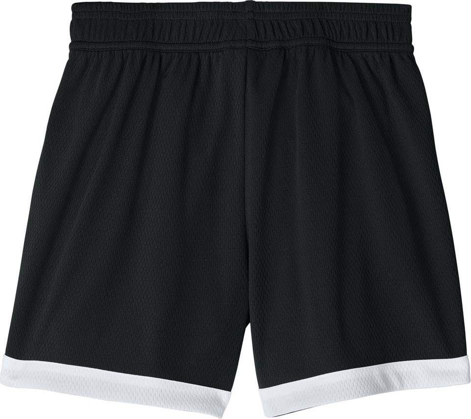 Front View of Blk/White Sport-Tek Youth Rival Basketball 5" Short YST901