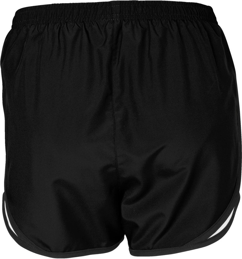Front View of Blk/Wht/Blk Sport-Tek Women's Cadence Short. LST304