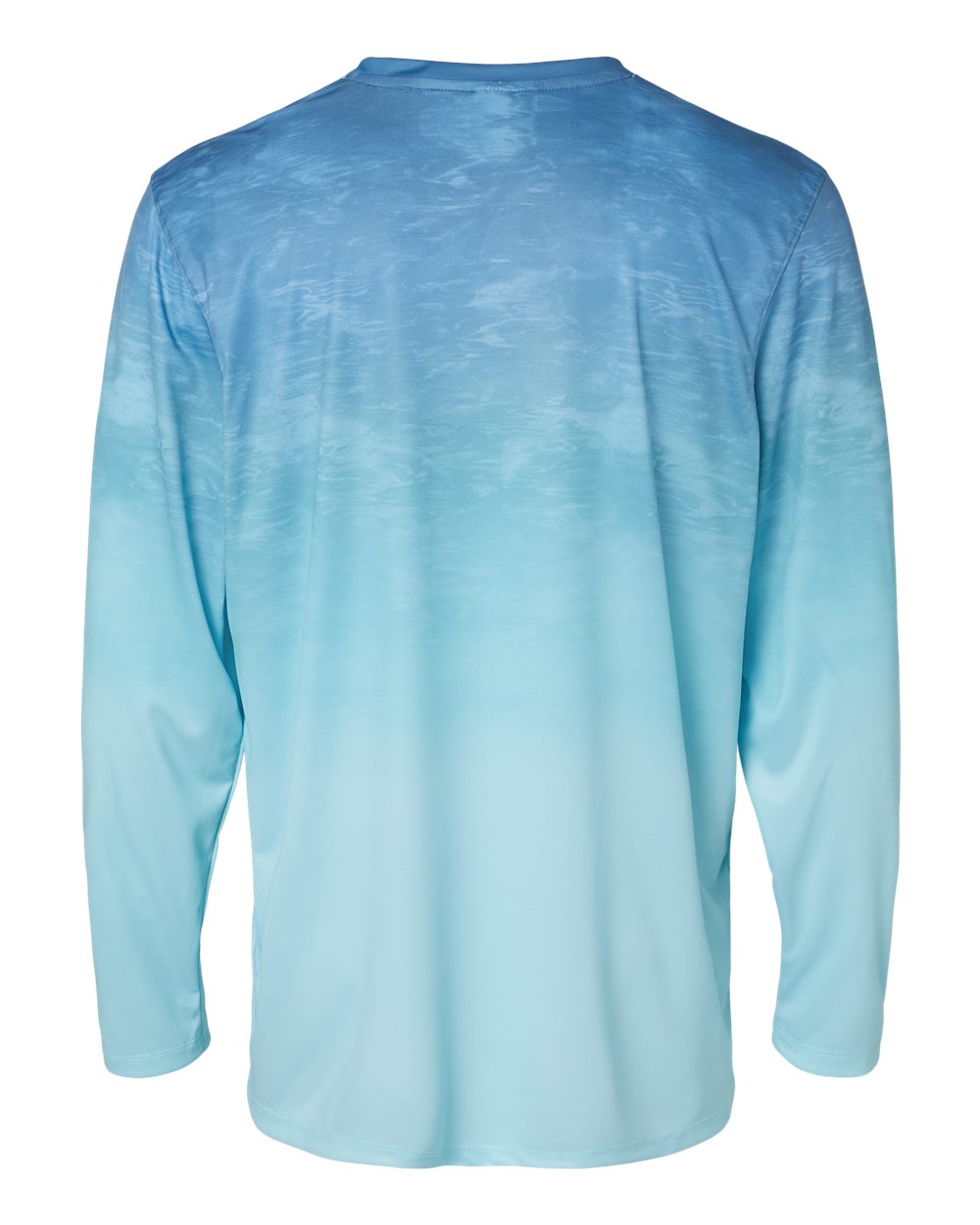 Front View of Blue Aqua Fade Montauk Oceanic Fade Performance Long Sleeve T-Shirt - 229