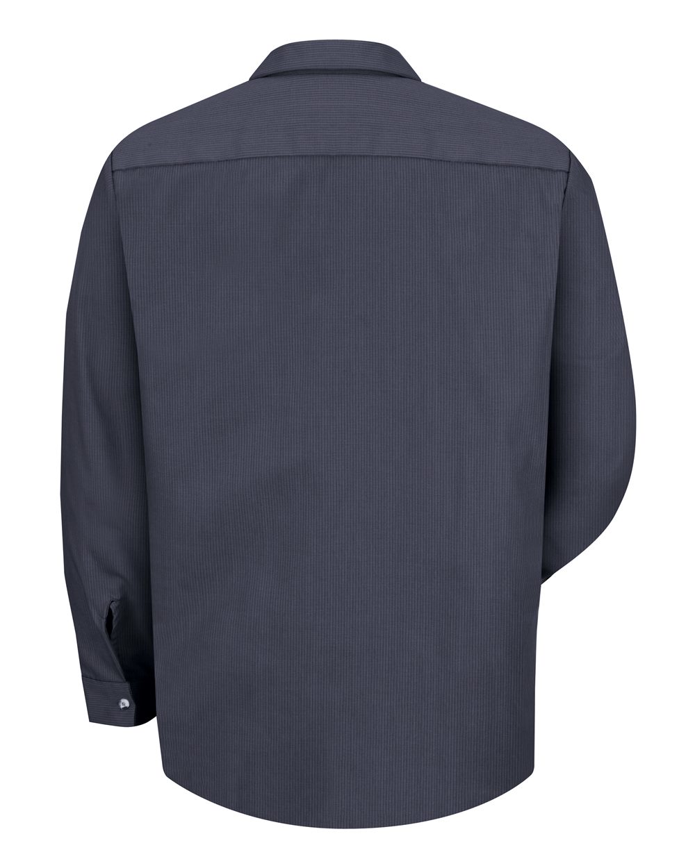 Front View of Blue/ Charcoal Microcheck Industrial Long Sleeve Work Shirt - SP14