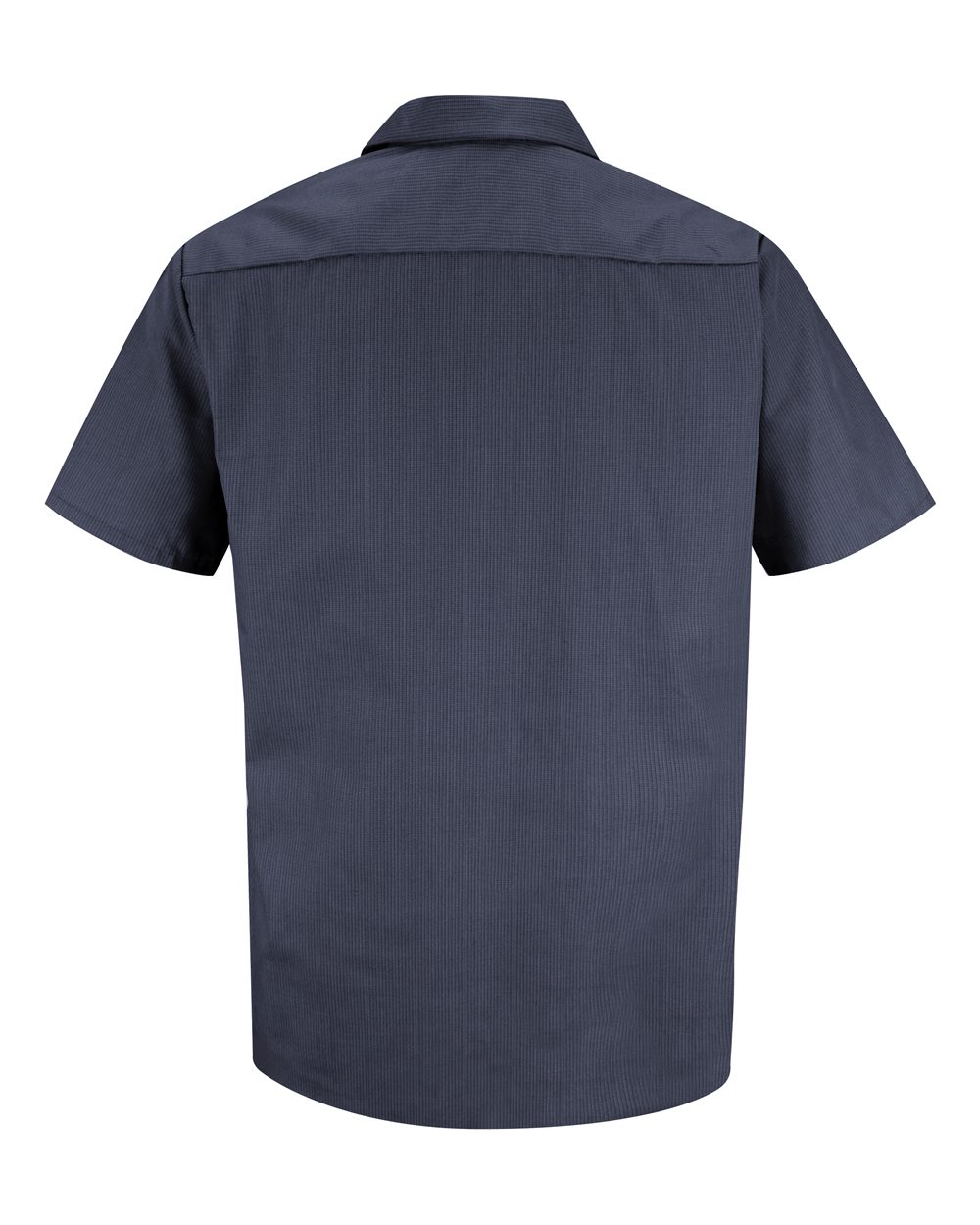 Front View of Blue/ Charcoal Microcheck Industrial Short Sleeve Work Shirt - SP24
