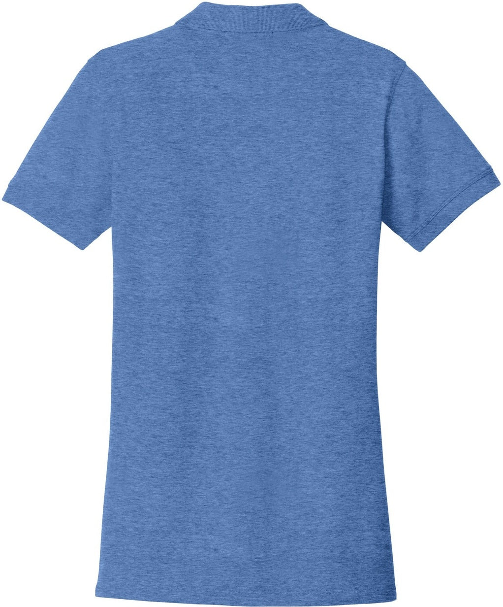 Front View of Blue Heather Port Authority Women's EZCotton Polo. LK8000