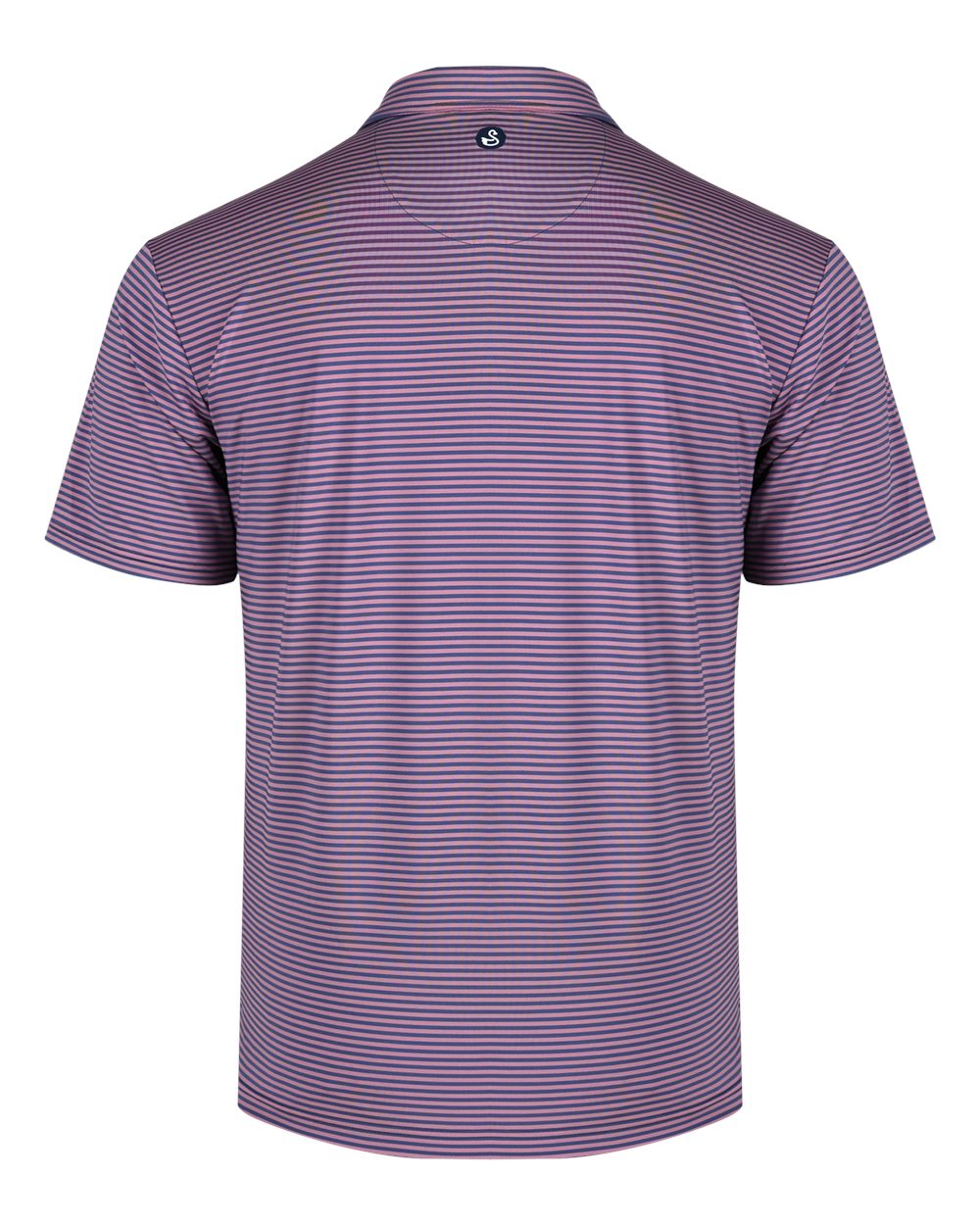 Rear View of Blue Horizon Men's Smith Striped Polo - SW1110 plain