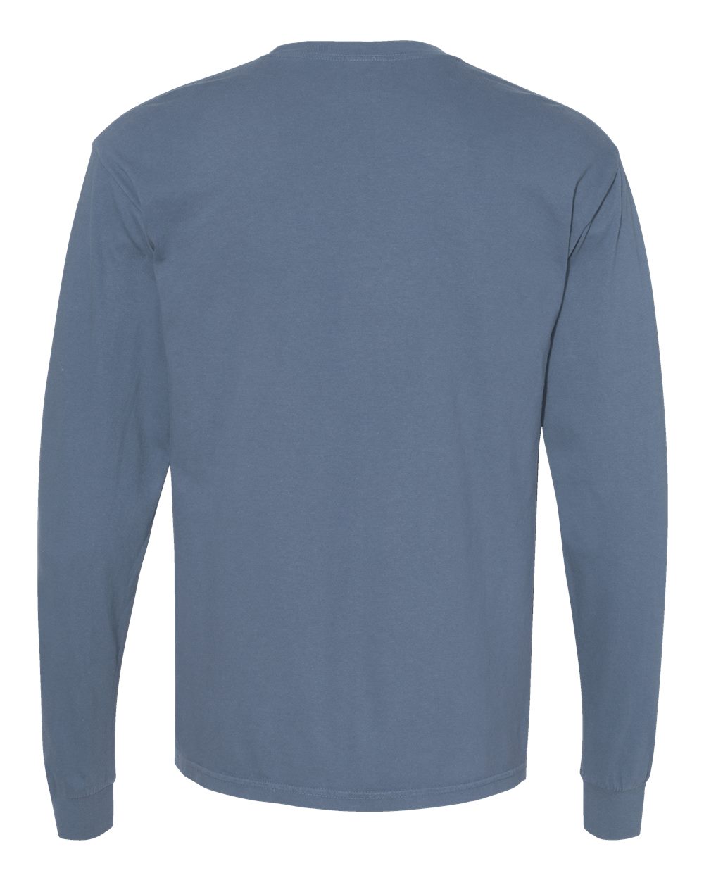 Front View of Blue Jean Garment-Dyed Heavyweight Long Sleeve T-Shirt - 6014