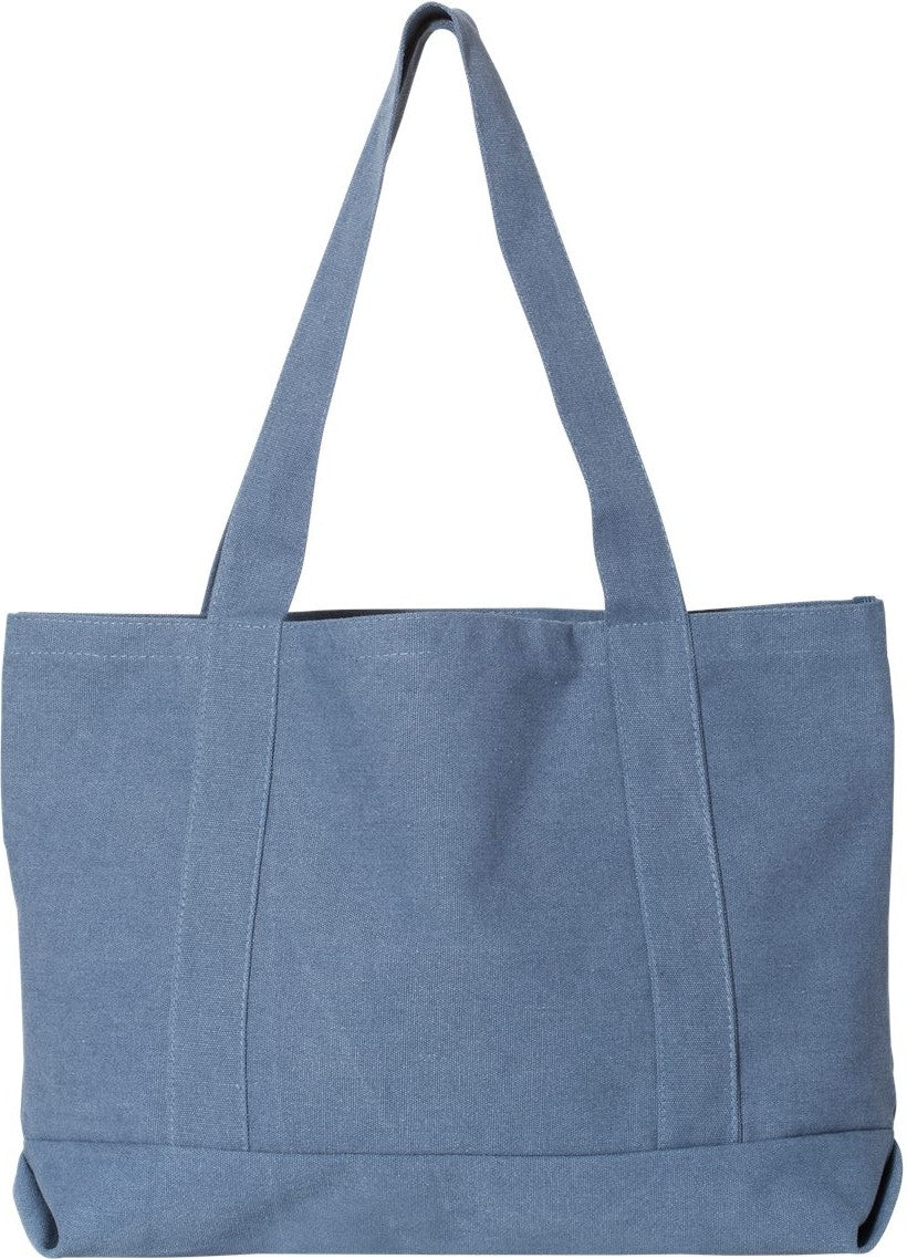 Front View of Blue Jean Seaside Cotton Pigment Dyed Resort Tote - 8870