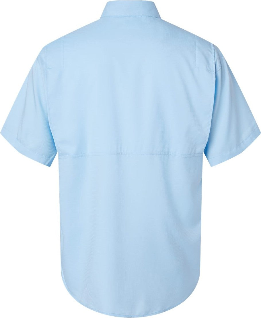 Rear View of Blue Mist Hatteras Performance Short Sleeve Fishing Shirt - 700