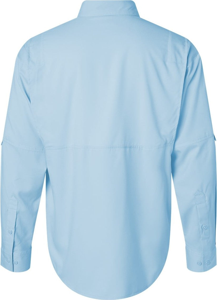 Rear View of Blue Mist Kitty Hawk Performance Long Sleeve Fishing Shirt - 702