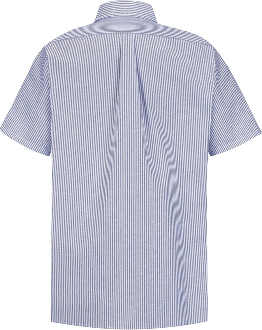 Front View of Blue/ White Stripe Executive Oxford Dress Shirt - SR60