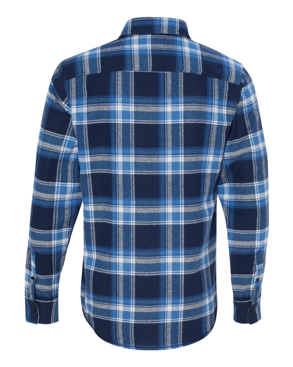 Rear View of Blue/ White Yarn-Dyed Flannel Shirt - 8210