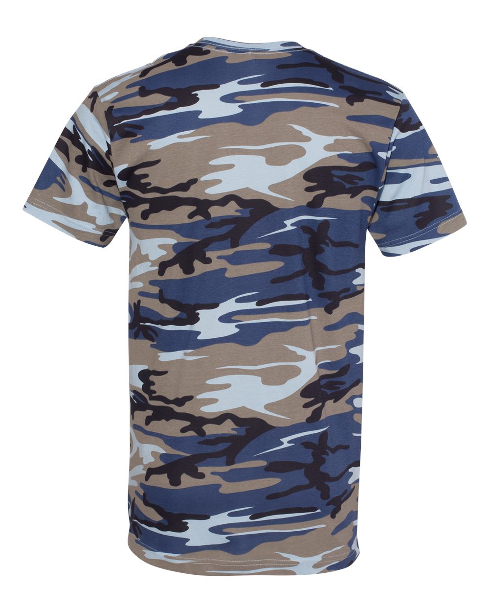 Front View of Blue Woodland Camo Tee - 3907