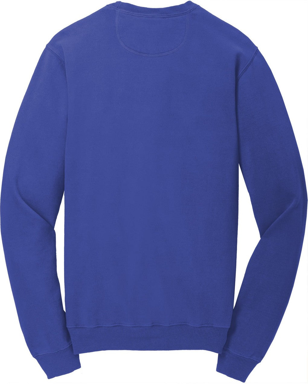 Front View of BlueIris Port & Co Beach Wash Garment-Dyed Crewneck Sweatshirt PC098
