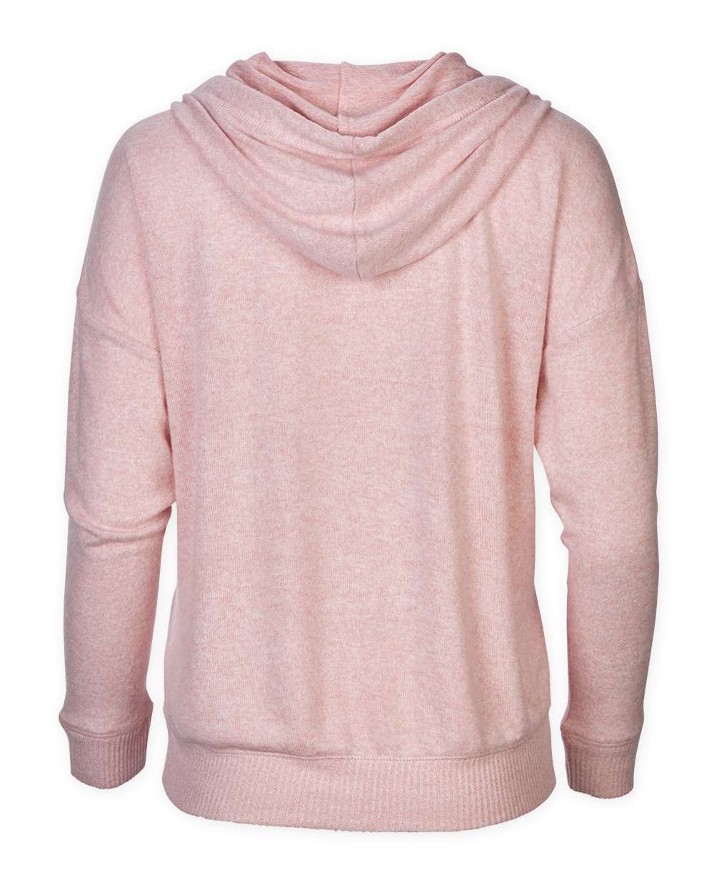 Front View of Blush Heather Women's Cuddle Fleece Hooded Pullover - BW1501