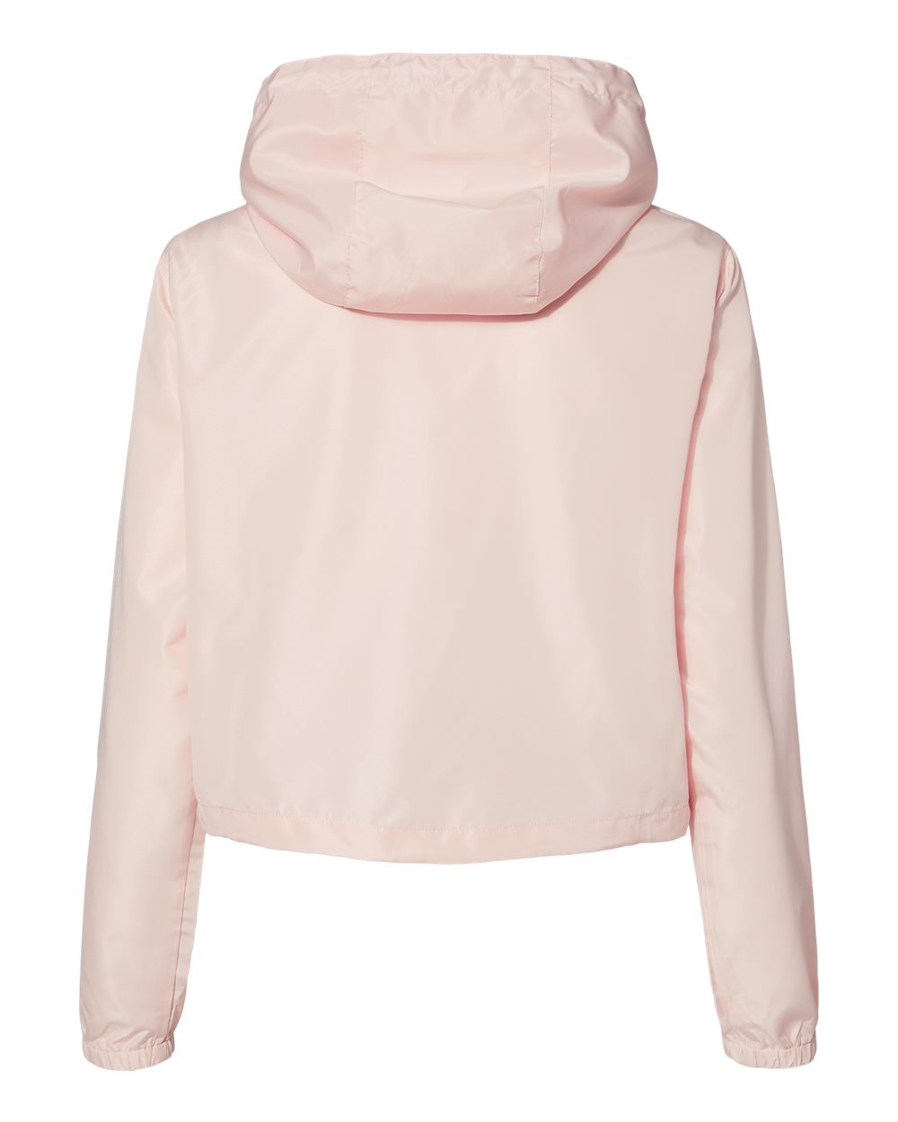 Front View of Blush/ White Zipper Women's Lightweight Quarter-Zip Pullover Crop Windbreaker - EXP64CRP