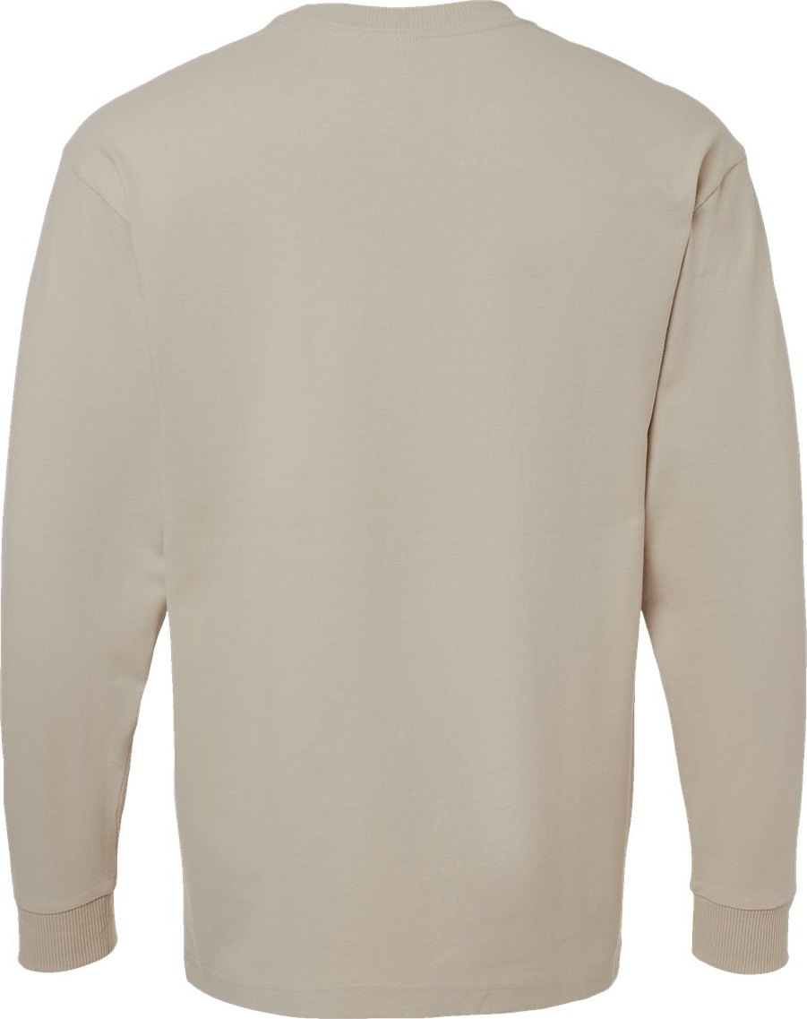 Front View of Bone Super Heavyweight Long Sleeve Pocket Tee - 9410