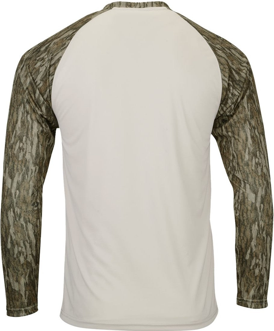 Rear View of Bottomland Jackson Mossy Oak Colorblocked Long Sleeve T-Shirt - 236