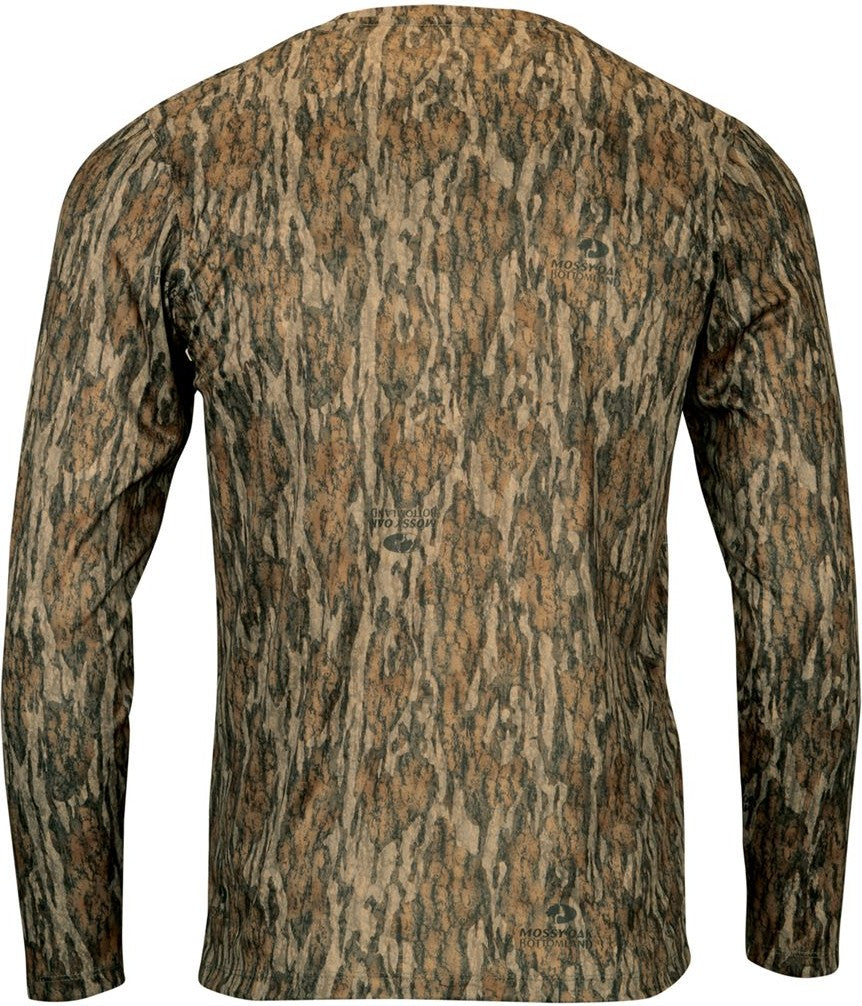 Rear View of Bottomland Oxford Performance Camo Print Long Sleeve T-Shirt - 237