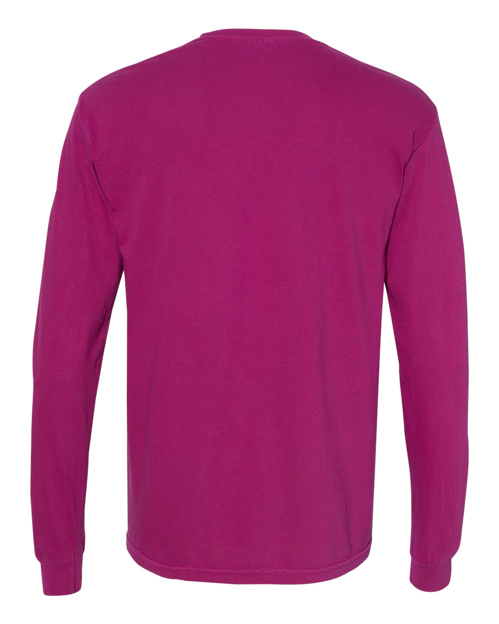 Front View of Boysenberry Garment-Dyed Heavyweight Long Sleeve Pocket T-Shirt - 4410