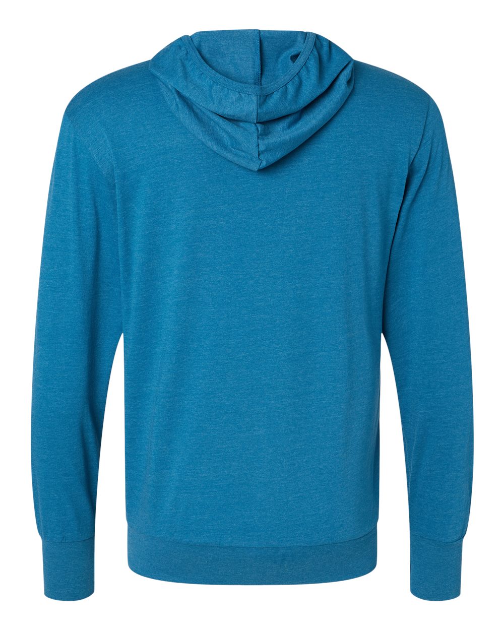 Front View of Breaker Blue RecycledSoft™ Hooded Long Sleeve T-Shirt - 4022