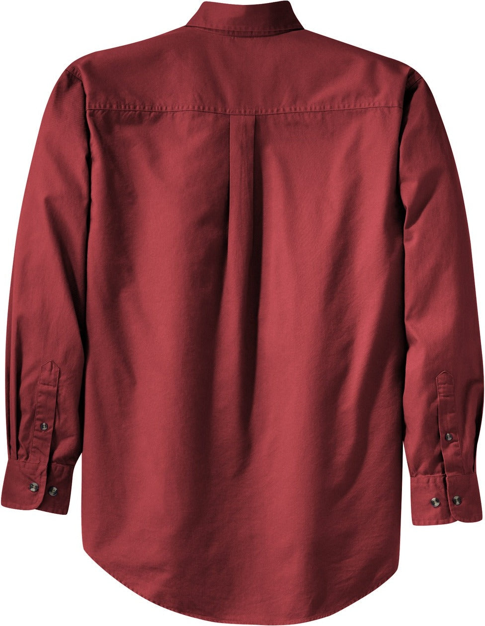 Front View of Brght Burgundy Port Authority Long Sleeve Twill Shirt. S600T