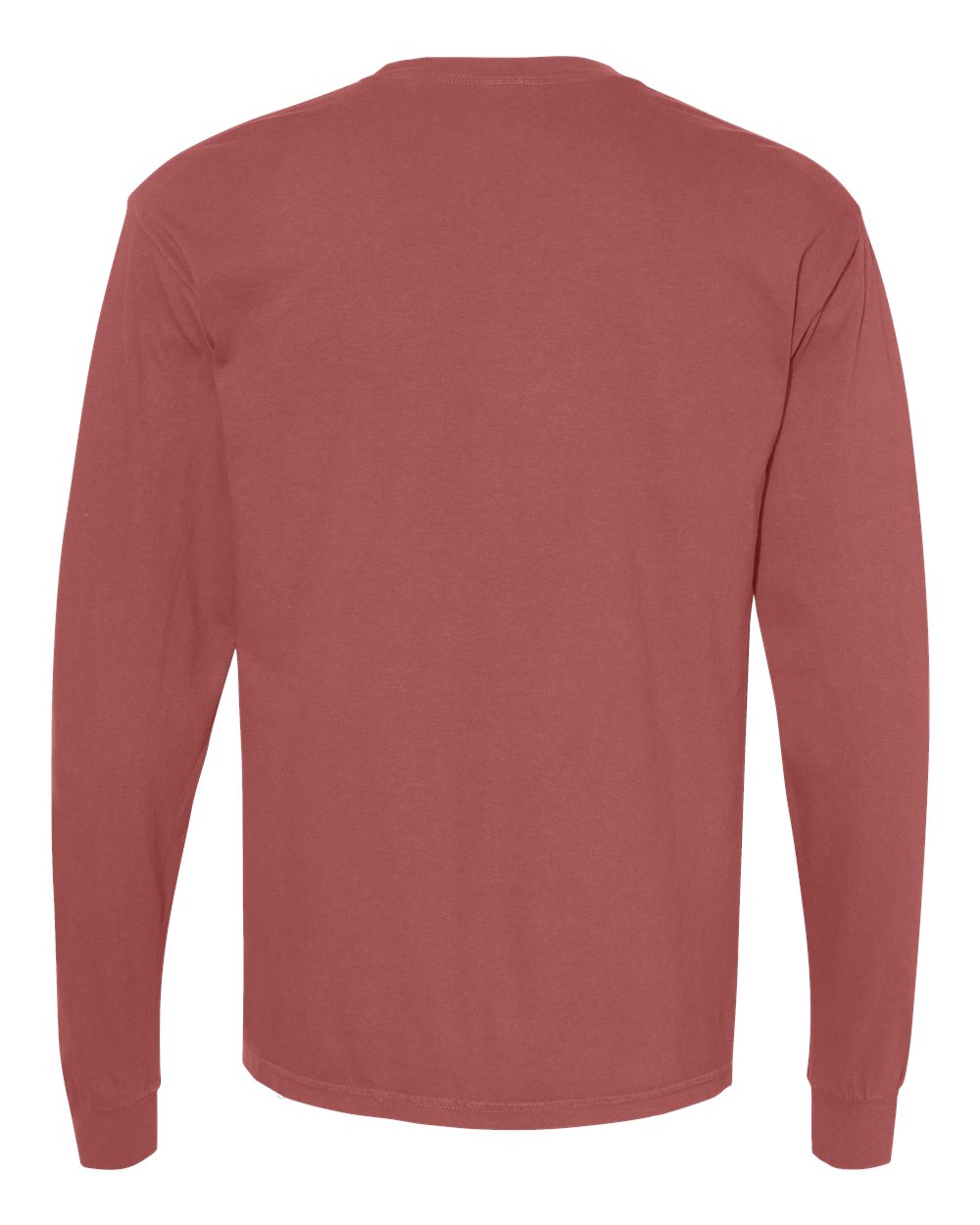 Front View of Brick Garment-Dyed Heavyweight Long Sleeve T-Shirt - 6014