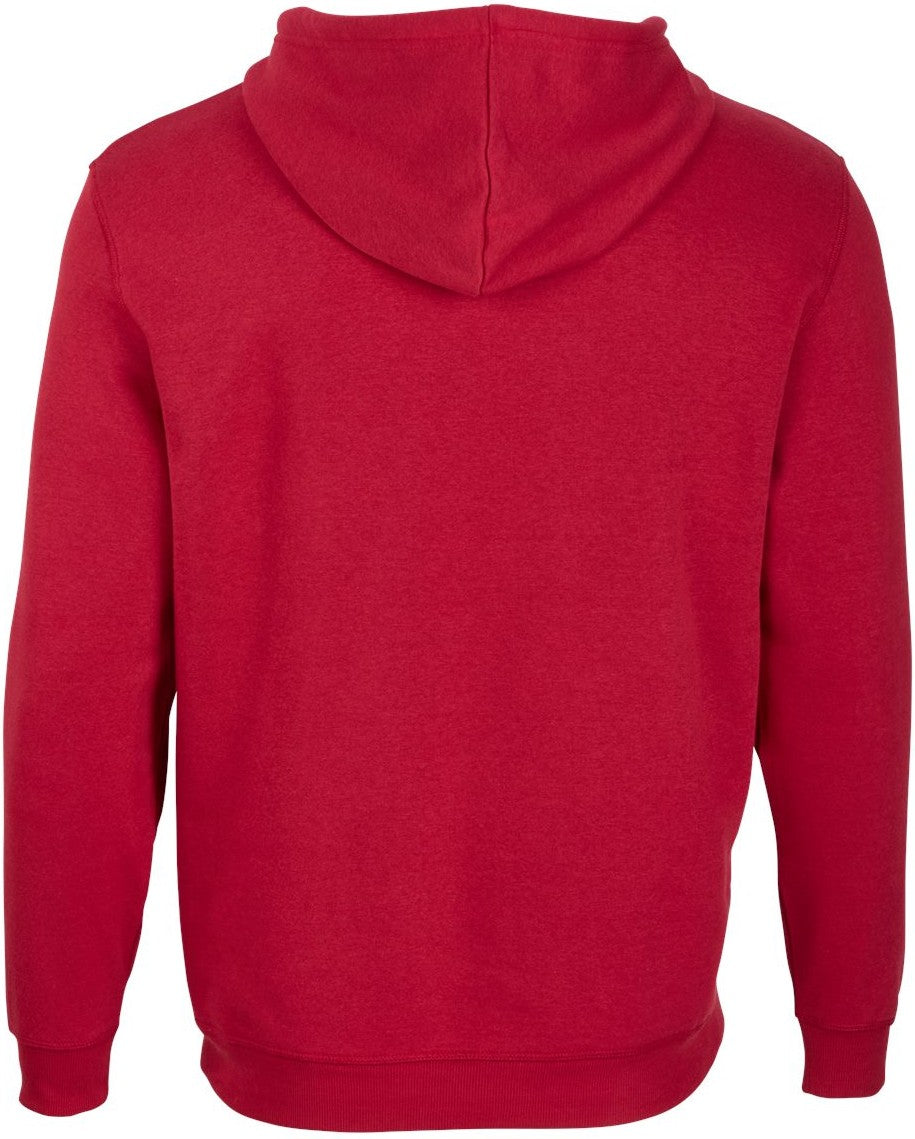 Rear View of Brick Red Fleece Hooded Pullover - BM5302