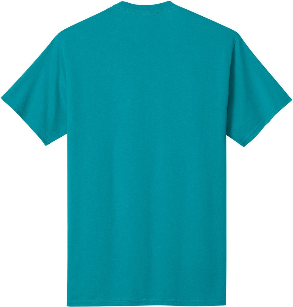 Front View of Bright Aqua Port & Co Core Cotton Tee. PC54