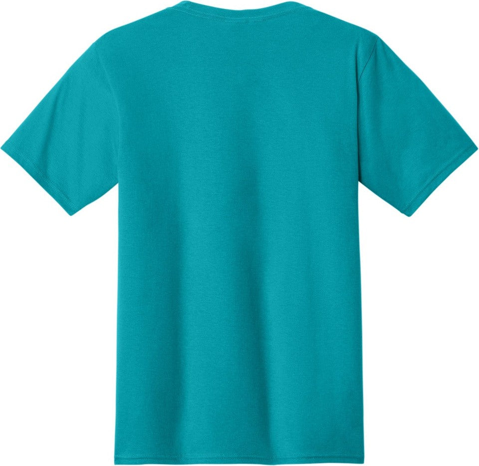 Rear View of Bright Aqua Port & Co Fan Favorite Tee. PC450