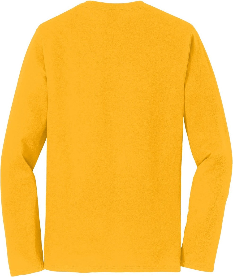 Front View of Bright Gold Port & Co Long Sleeve Fan Favorite Tee. PC450LS