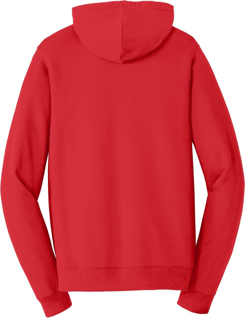 Front View of Bright Red Port & Co Fan Favorite Fleece Full-Zip Hooded Sweatshirt. PC850ZH