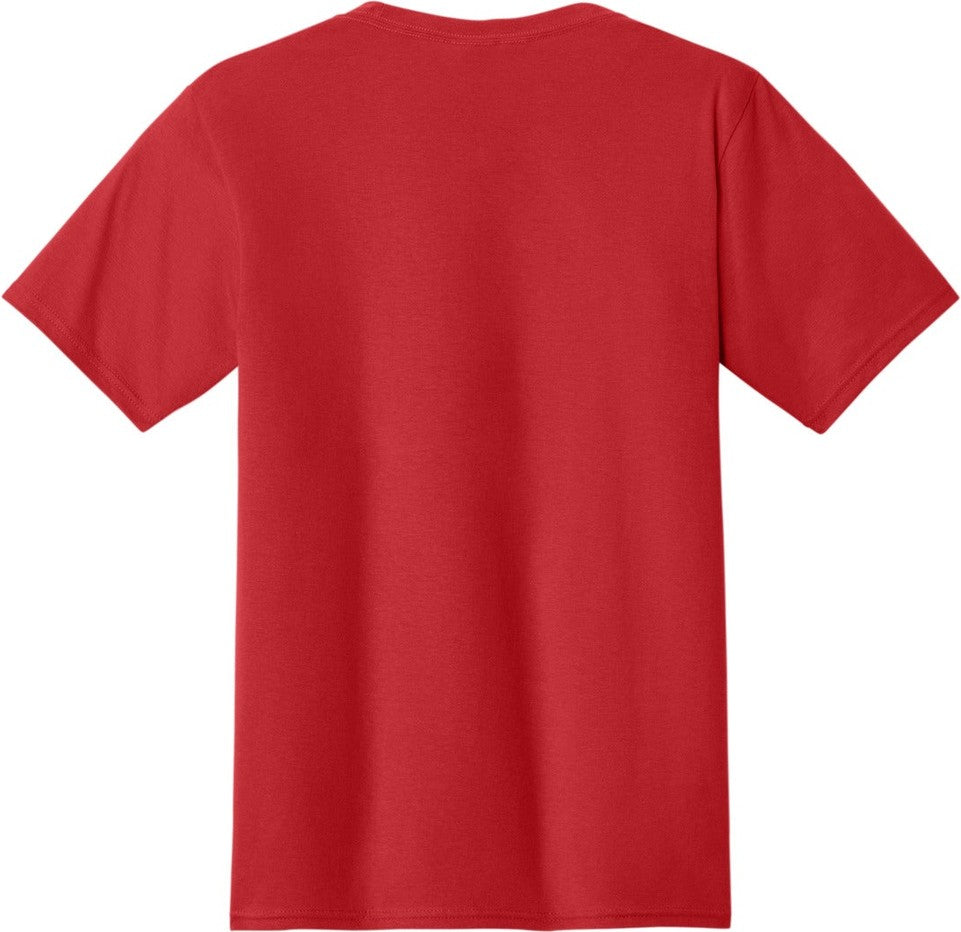 Rear View of Bright Red Port & Co Fan Favorite Tee. PC450