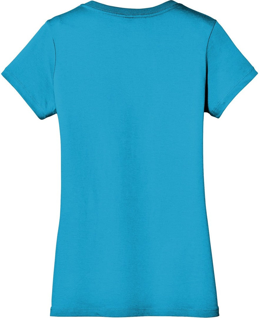 Front View of Bright Turqu District - Women's Perfect Weight V-Neck Tee. DM1170L