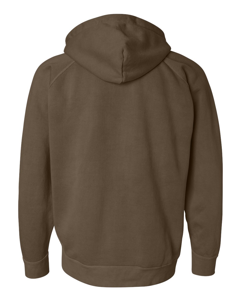 Rear View of Brown Garment Dyed Hooded Sweatshirt - 1565