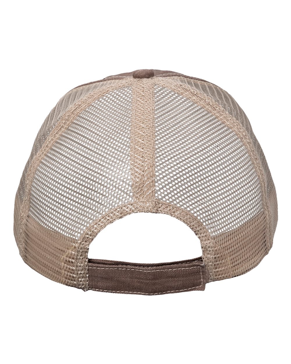 Rear View of Brown/ Khaki Contrast Stitch Cap - VC990