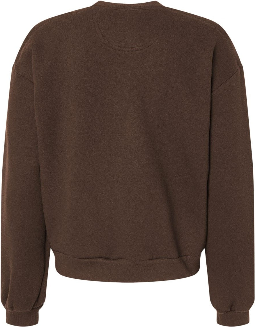 Rear View of Brown ReFlex Women&#39;s Fleece Crewneck Sweatshirt - RF494