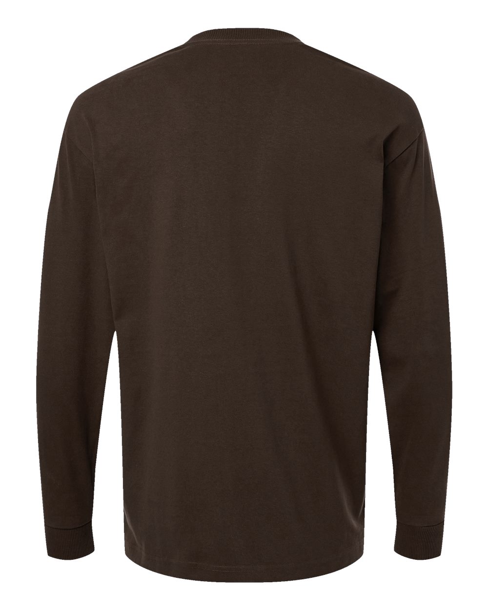 Front View of Brown Super Heavyweight Long Sleeve Pocket Tee - 9410