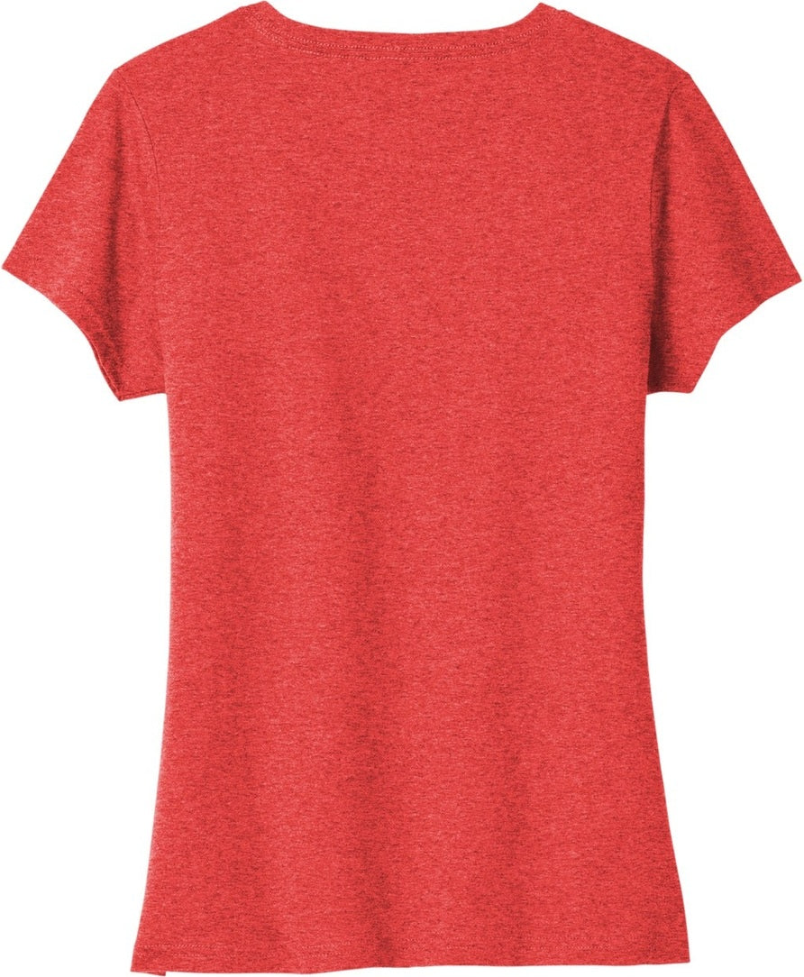 Front View of BrtRedHthr Port & Co Women's Tri-Blend V-Neck Tee. LPC330V