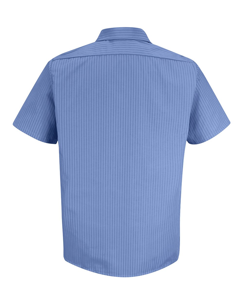 Front View of BS-Petrol Blue/ Navy Industrial Stripe Short Sleeve Work Shirt - SB22