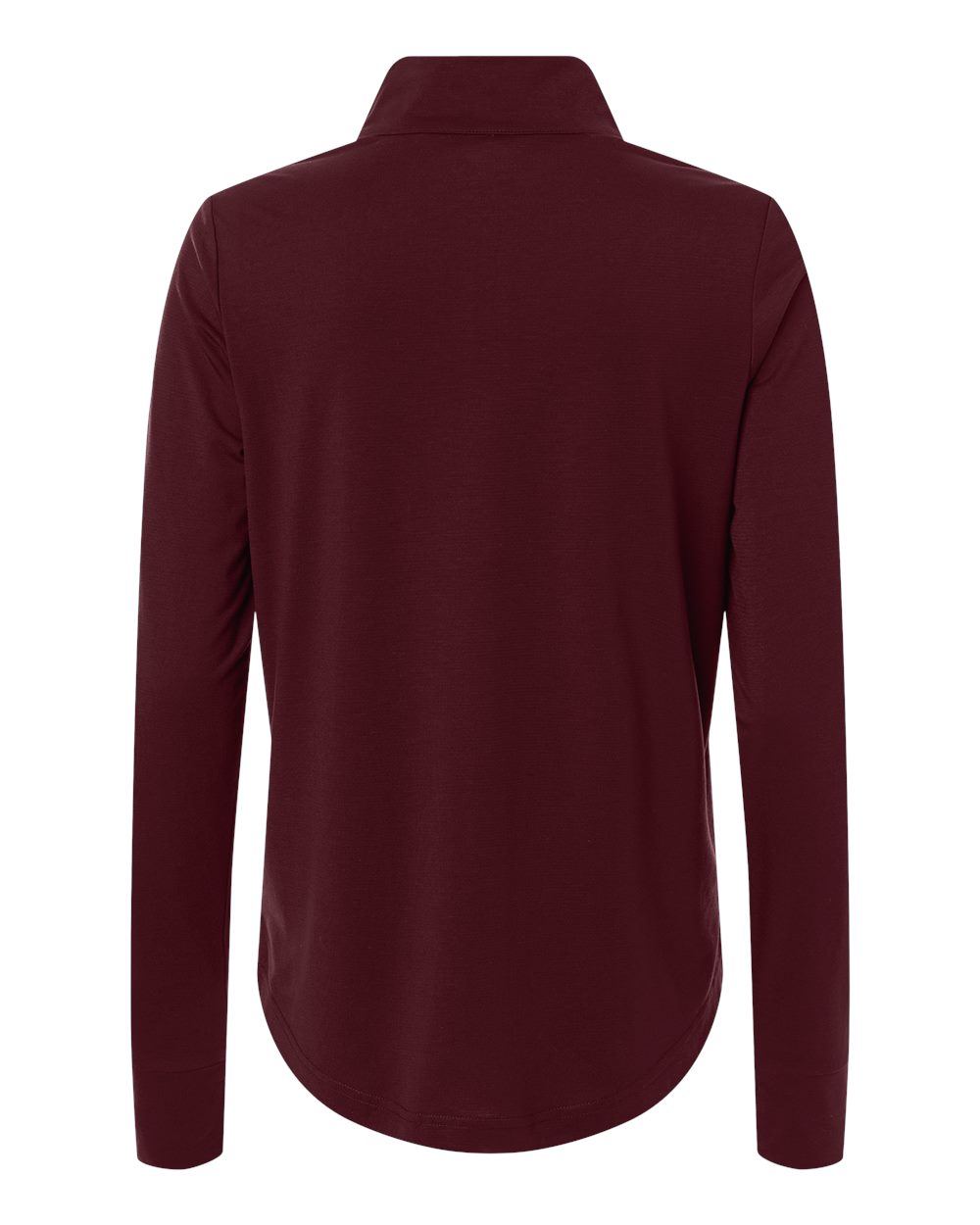 Rear View of Burgundy/ Carbon Women's Jaq Stretch Performance Quarter-Zip - NE405W plain
