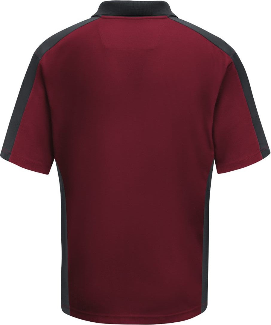 Front View of Burgundy/ Charcoal Short Sleeve Performance Knit Two Tone Polo - SK54