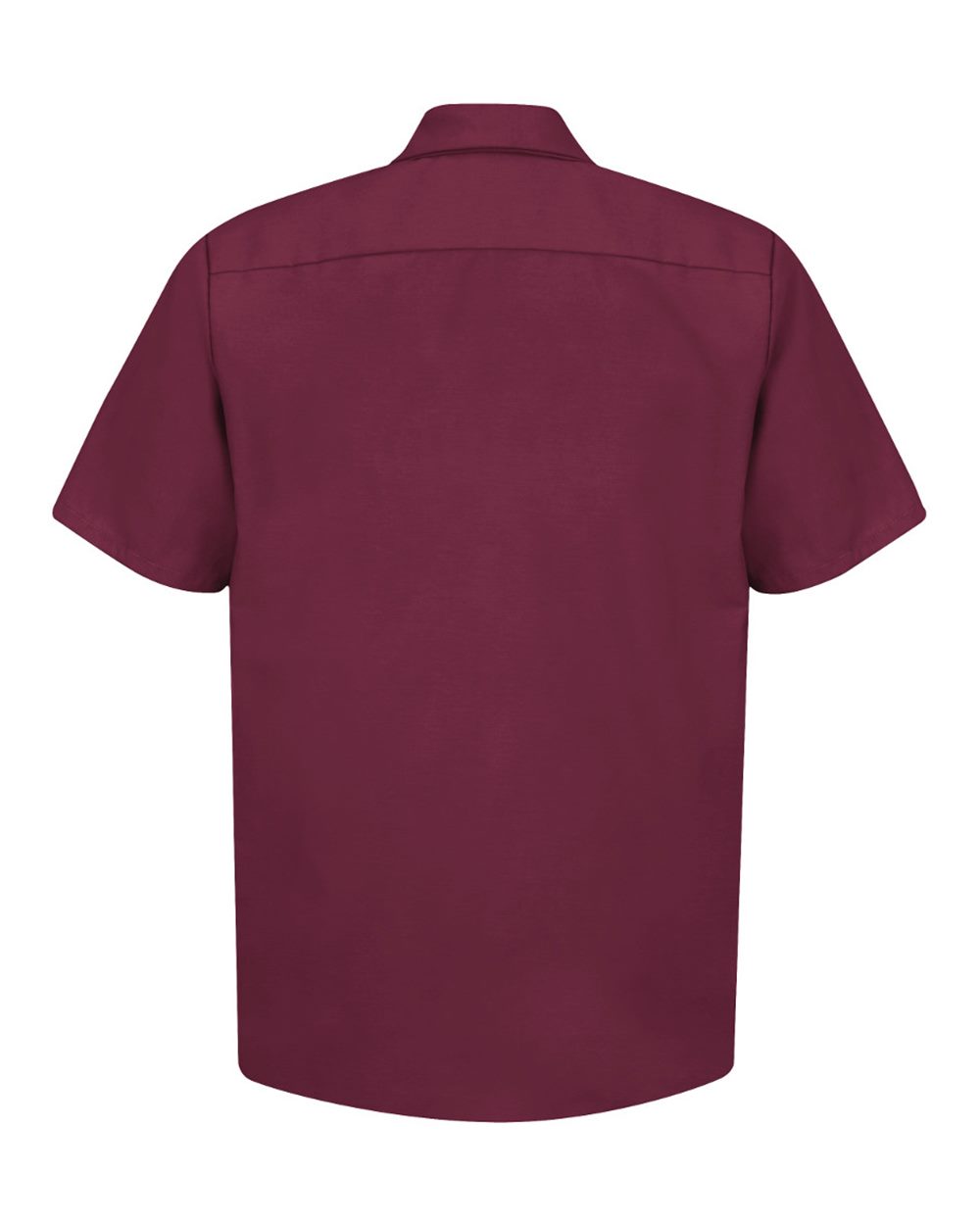 Front View of Burgundy Industrial Short Sleeve Work Shirt - SP24