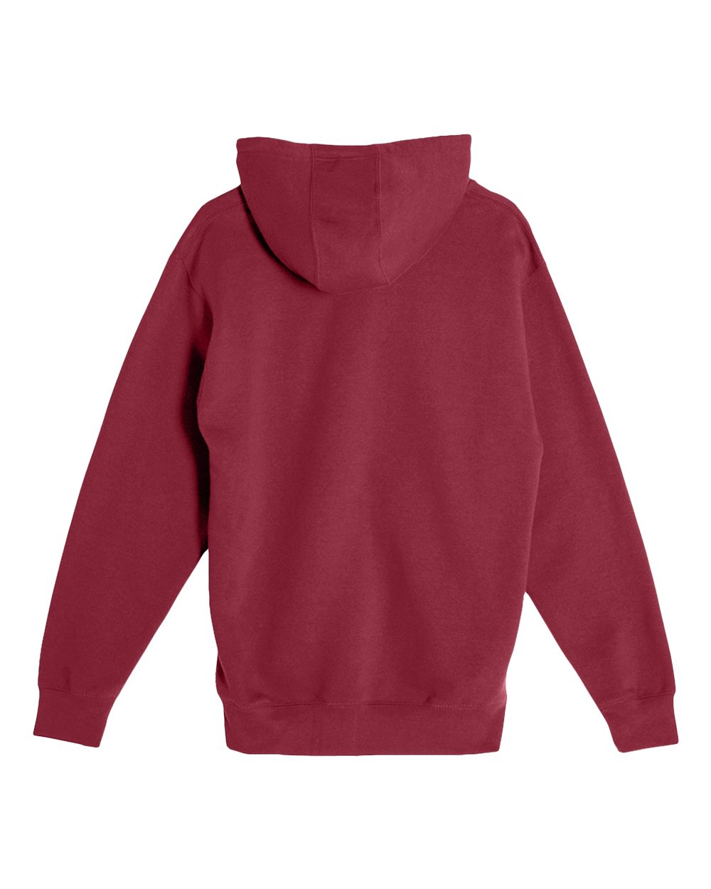 Rear View of Burgundy Premium Full-Zip Hooded Sweatshirt - LS14003