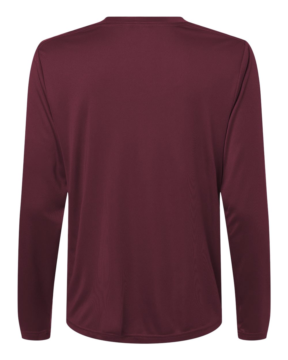Rear View of Burgundy Women's Capital Performance Long Sleeve T-Shirt - CE10LW plain