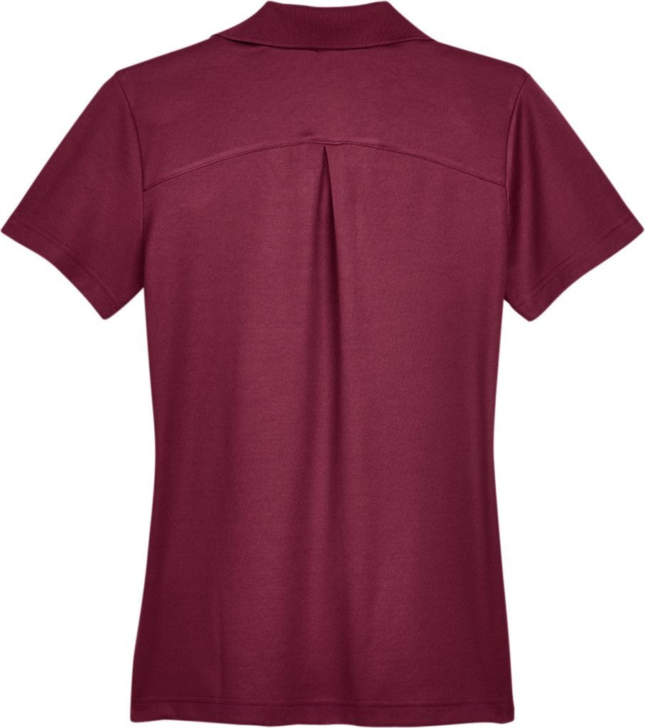 Front View of Burgundy Women's CrownLux Performance® Plaited Polo - DG20W