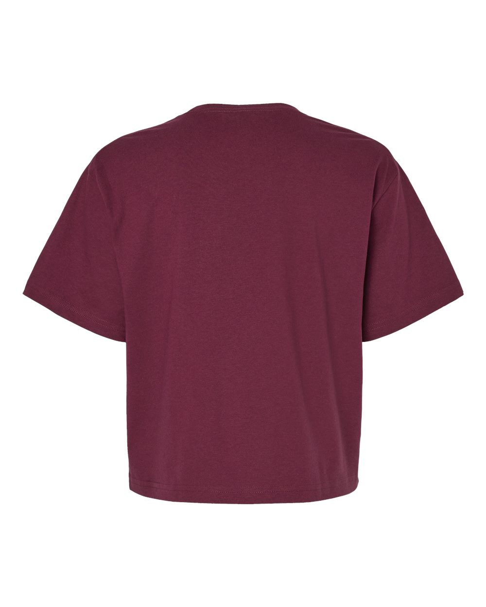 Rear View of Burgundy Women&#39;s Fine Jersey Boxy Tee - 102