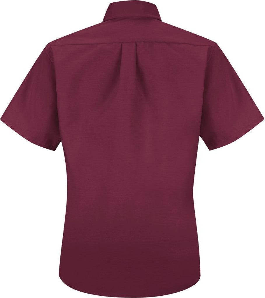 Front View of Burgundy Women's Poplin Dress Shirt - Extended Sizes - SP81EXT