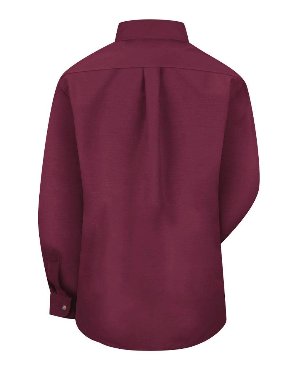 Rear View of Burgundy Women&#39;s Poplin Dress Shirt - SP91