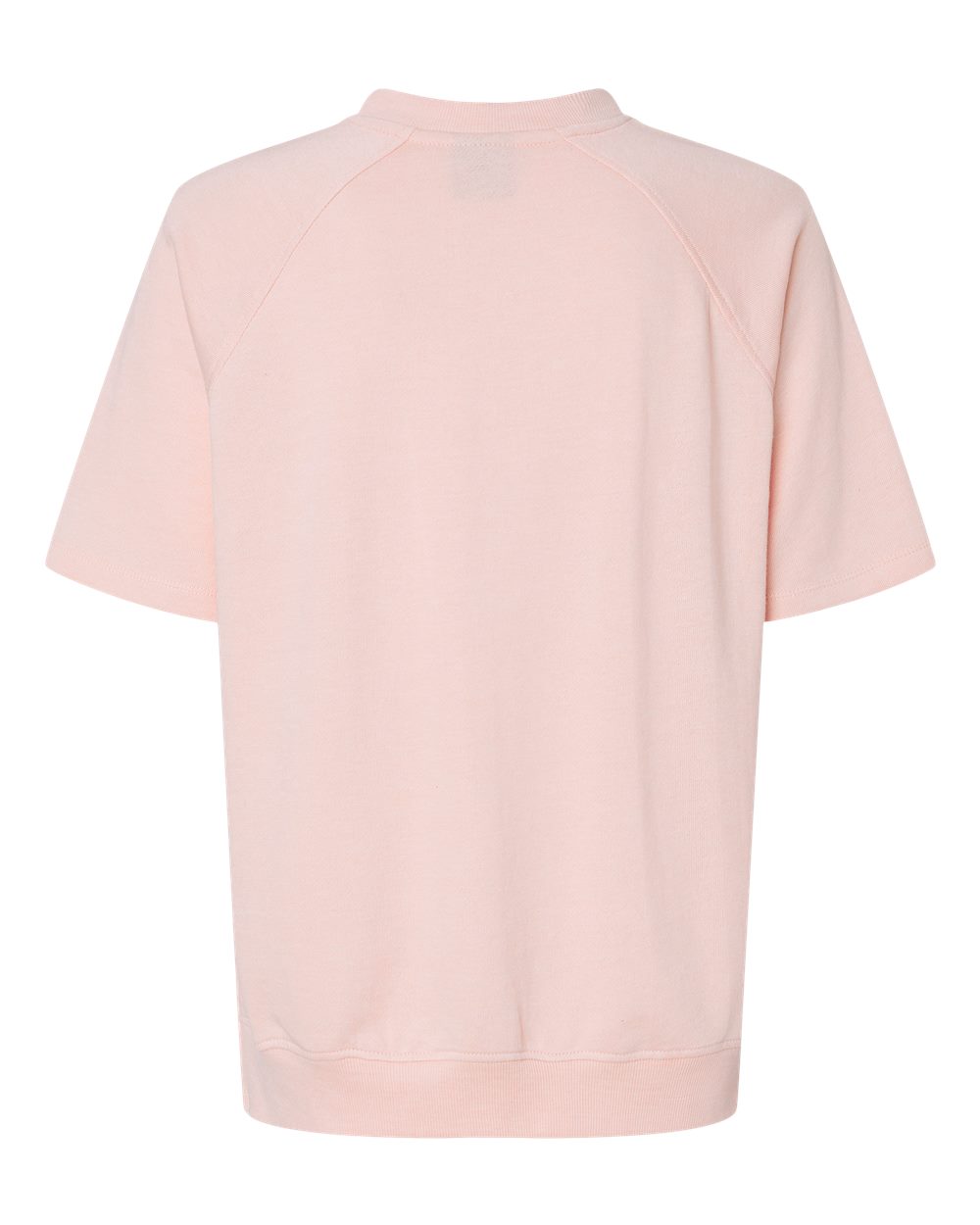Front View of Cameo Pink Women's French Terry Short Sleeve Crewneck Pullover - W23711