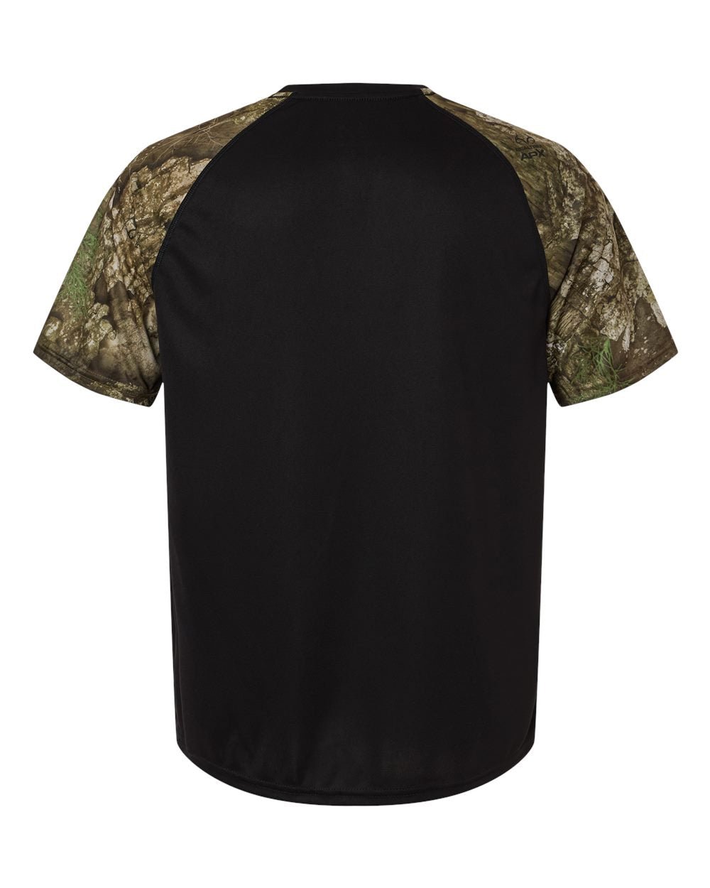 Front View of Camo/ Black Unisex Realtree® Performance Colorblock T-Shirt - RT2103 plain